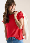 Cecil Light Knit Short Sleeve T-Shirt, Red