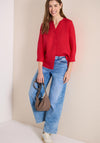 Cecil V-Neck Linen Blend Blouse, Red