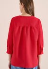 Cecil V-Neck Linen Blend Blouse, Red