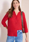 Cecil V-Neck Linen Blend Blouse, Red