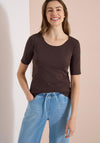 Cecil Essentials Basic Round Neck T-Shirt, Brown