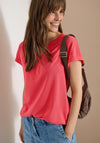 Cecil Solid V-Neck T-Shirt, Coral