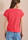 Cecil Solid V-Neck T-Shirt, Coral