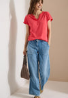 Cecil Solid V-Neck T-Shirt, Coral