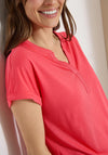 Cecil Solid V-Neck T-Shirt, Coral