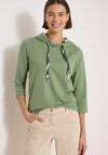 Cecil Hooded with Drawstrings Top, Green