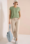Cecil V-Neckline Plain T-Shirt, Green