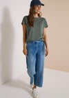 Cecil Stripe Detail Cotton-blend T-Shirt, Green