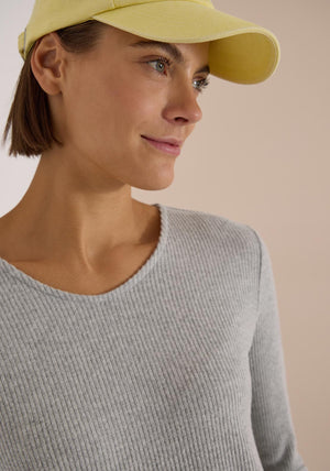 Cecil Ribbed Long Sleeve Top, Grey