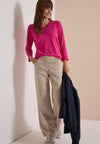Cecil V-Neckline Cotton-blend Top, Pink
