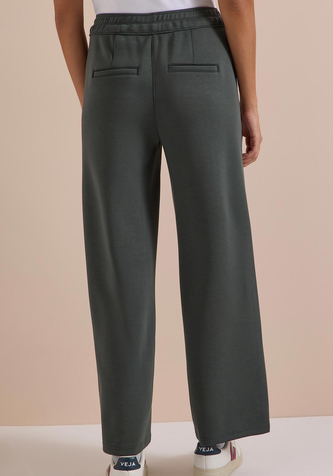 Cecil Neele Silk-feel Wide Leg Joggers, Green