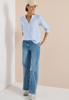Cecil Linen Blend Striped Tunic Blouse, Blue and White