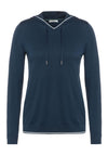 Cecil V Neck Knitted Hoodie, Navy