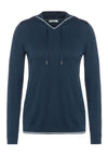 Cecil V Neck Knitted Hoodie, Navy