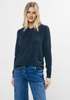 Cecil V Neck Knitted Hoodie, Navy