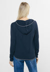Cecil V Neck Knitted Hoodie, Navy