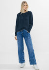 Cecil V Neck Knitted Hoodie, Navy