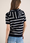 Cecil Striped Hooded Jumper, Navy and White