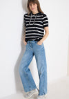 Cecil Striped Hooded Jumper, Navy and White