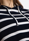 Cecil Striped Hooded Jumper, Navy and White