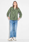 Cecil Printed Half Placket Blouse, Green