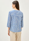Cecil Printed V Neck Cropped Sleeve Blouse, Blue
