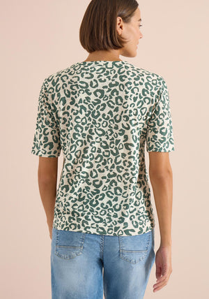 Cecil Leopard Print with Button Detail Blouse, Green