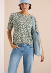 Cecil Leopard Print with Button Detail Blouse, Green