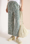 Cecil Leopard Print Wide Leg Trousers, Green