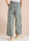 Cecil Leopard Print Wide Leg Trousers, Green