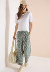Cecil Leopard Print Wide Leg Trousers, Green