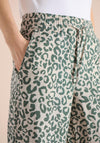 Cecil Leopard Print Wide Leg Trousers, Green