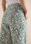 Cecil Leopard Print Wide Leg Trousers, Green