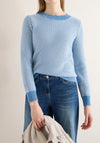 Cecil Geometric Pattern Sweater, Blue and White
