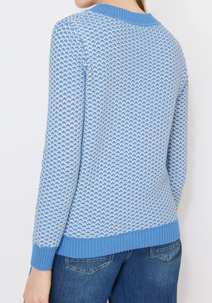 Cecil Geometric Pattern Sweater, Blue and White