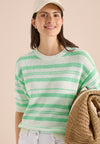 Cecil Knitted Stripe Sweater, Cream and Green
