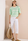 Cecil Knitted Stripe Sweater, Cream and Green