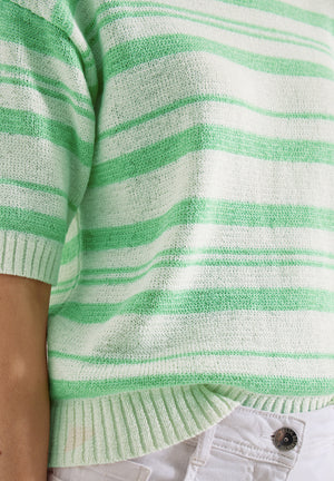 Cecil Knitted Stripe Sweater, Cream and Green