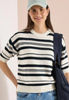 Cecil Knitted Stripe Sweater, Black and White