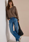 Cecil Long Sleeve V-Neck Top, Dark Beige