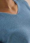 Cecil Ribbed V-Neckline Top, Blue
