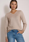 Cecil V-Neck Long Sleeve Top, Light Beige