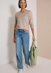 Cecil V-Neck Long Sleeve Top, Light Beige
