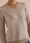 Cecil V-Neck Long Sleeve Top, Light Beige