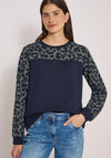 Cecil Colour Block with Leopard Print Detail Jumper, Navy Multi