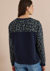 Cecil Colour Block with Leopard Print Detail Jumper, Navy Multi