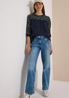 Cecil Colour Block with Leopard Print Detail Jumper, Navy Multi