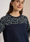 Cecil Colour Block with Leopard Print Detail Jumper, Navy Multi
