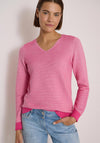 Cecil V-Neck Ribbed Top, Pink