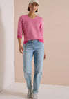 Cecil V-Neck Ribbed Top, Pink